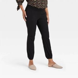 Hatch Maternity Elastic Waist Jogger Pants Pull on Under Polyester Black 2 8-10